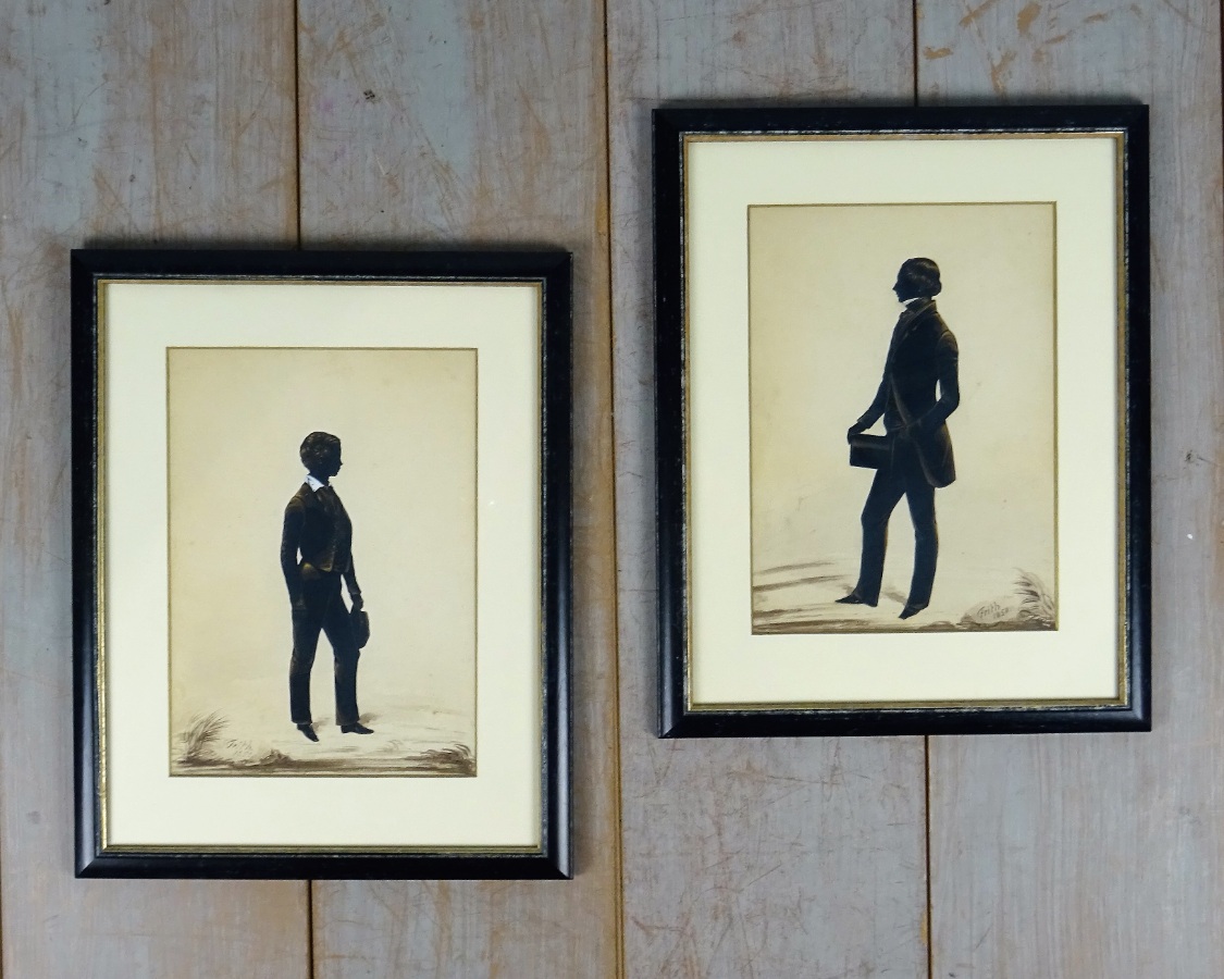 pair of 19th century hand painted silhouettes by Frith 1850